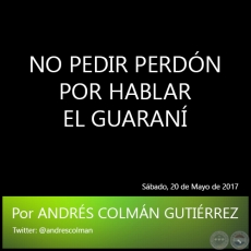 NO PEDIR PERDN POR HABLAR EL GUARAN - Por ANDRS COLMN GUTIRREZ - Sbado, 20 de Mayo de 2017